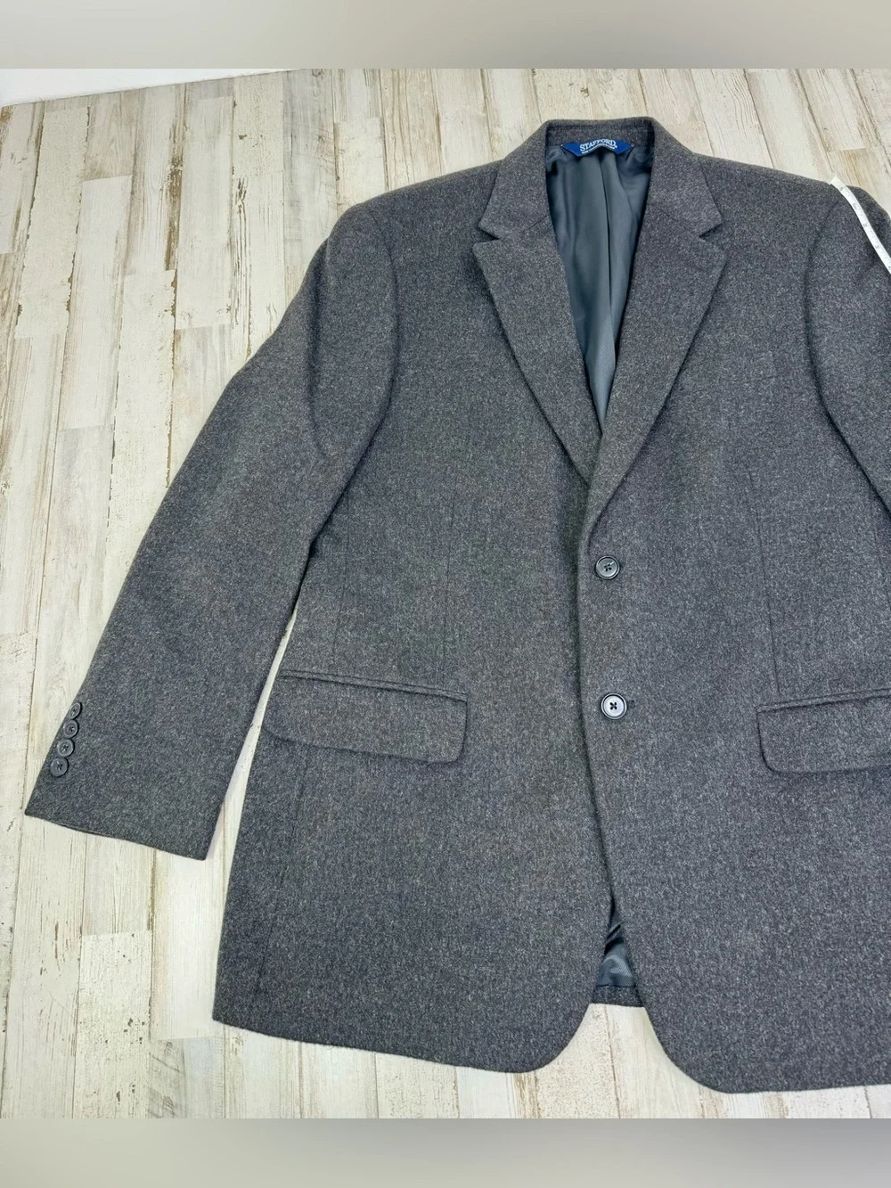 Stafford Mens Camel Hair Sport Coat Classic Fit Blazer Charcoal Gray Mens 44R